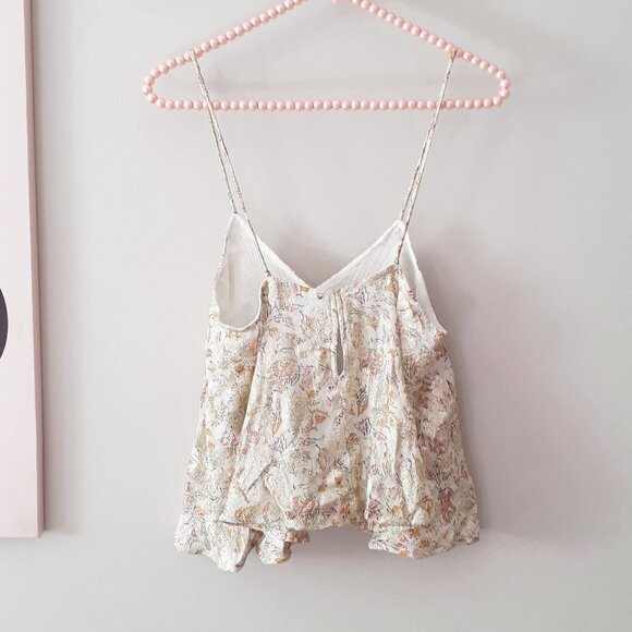 NWOT Zara floral printed boho-inspired sleeveless cami top w/ metallic fibre, XS - Picture 12 of 15